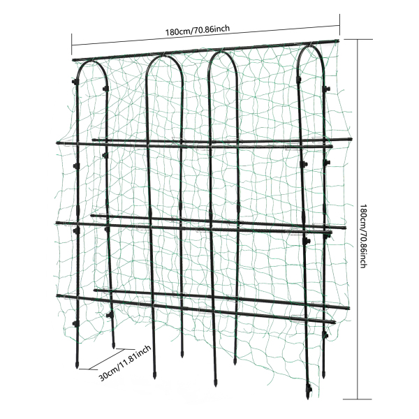 Arche de jardin 180 x 30 x 180 cm, treillis de jardin pour plantes grimpantes, treillis grimpant avec filet