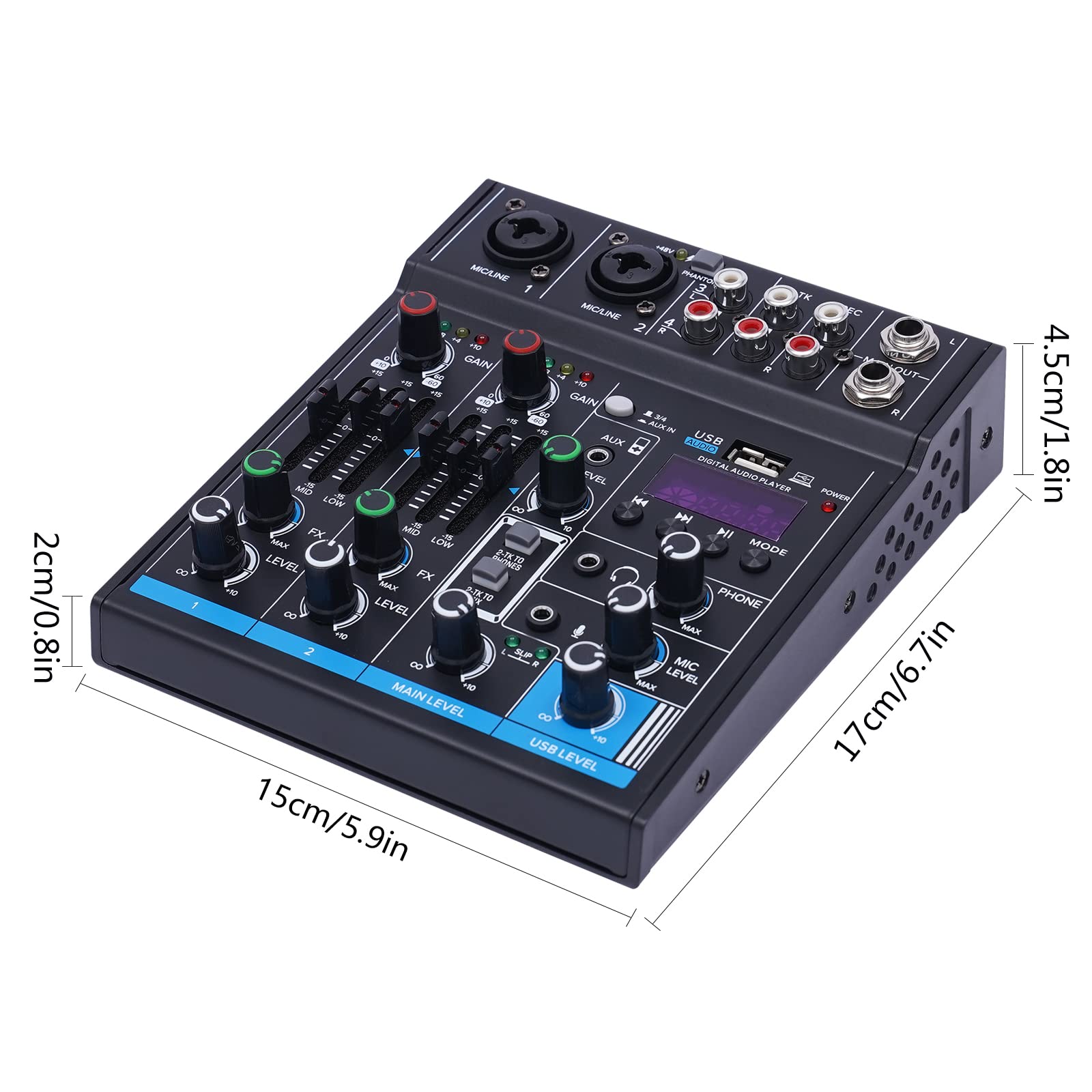 Table de mixage DJ Mélangeur de son 4 canaux Studio Mixeur audio LCD Digital Professional Mixer Table de mixage DJ Mélangeur de son 4 canaux Studio Mixeur audio LCD Digital Professional Mixer