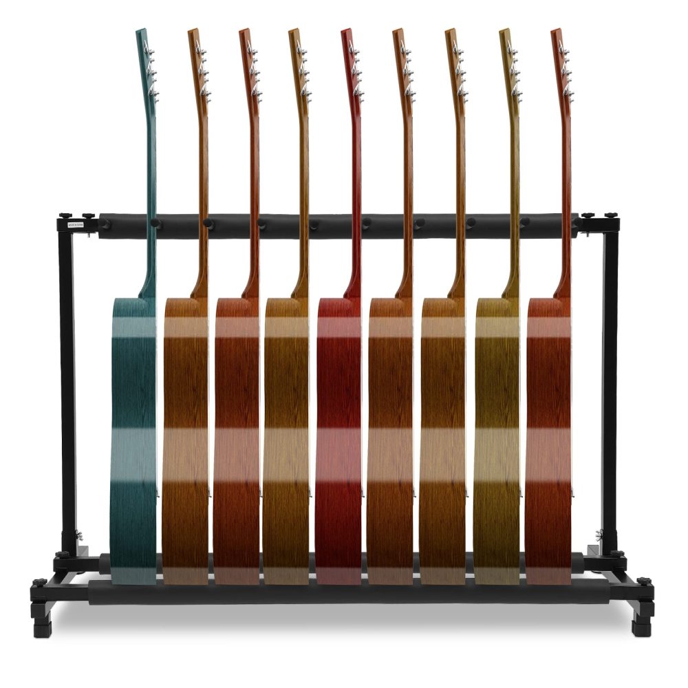 Support Guitares Rocktile 5 Positions - Pliable Avec Roulettes, Pour Électrique/Acoustique